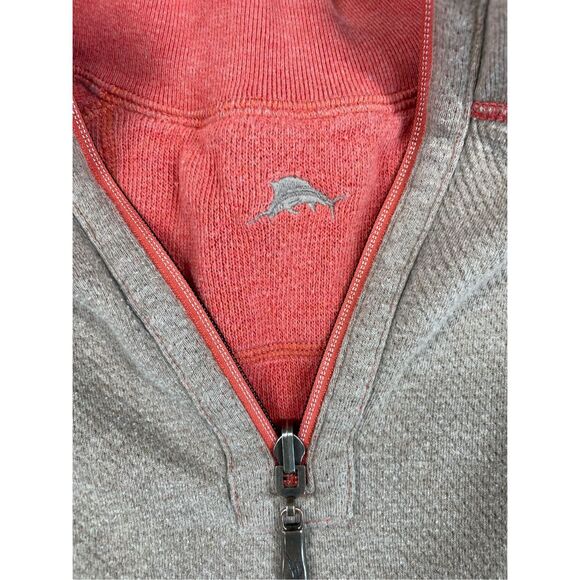 Tommy Bahama‎ Reversible Quarter Zip Pullover Men L Coral Tan Coastal Loungewear - Picture 9 of 11